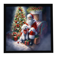 Load image into Gallery viewer, Bichon Frise and Santa Claus Framed Metal Print