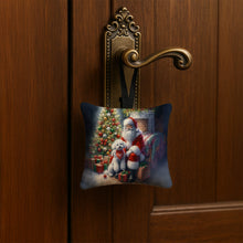 Load image into Gallery viewer, Bichon Frise and Santa Claus Hanging Square Fabric Ornament 3.5 × 3.5