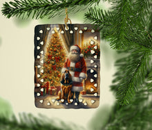 Load image into Gallery viewer, Bloodhound and Santa Claus Porcelain Ornament