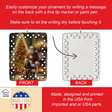 Load image into Gallery viewer, Bloodhound and Santa Claus Porcelain Ornament