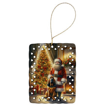 Load image into Gallery viewer, Bloodhound and Santa Claus Porcelain Ornament