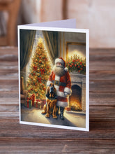 Load image into Gallery viewer, Bloodhound and Santa Claus Greeting Cards - Blank Note Cards – 8-Pack of Artist-Designed Cards with Envelopes