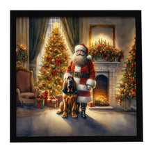 Load image into Gallery viewer, Bloodhound and Santa Claus Framed Metal Print