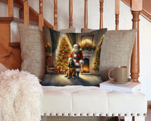 Load image into Gallery viewer, Bloodhound and Santa Claus Throw Pillow - 14x14 Decorative Pillow – Art for Your Home &amp; Patio