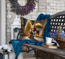 Load image into Gallery viewer, Bloodhound and Santa Claus Throw Pillow