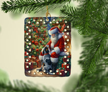 Load image into Gallery viewer, Bluetick Hound and Santa Claus Porcelain Ornament