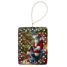 Load image into Gallery viewer, Bluetick Hound and Santa Claus Porcelain Ornament