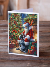 Load image into Gallery viewer, Bluetick Hound and Santa Claus Greeting Cards - Blank Note Cards – 8-Pack of Artist-Designed Cards with Envelopes