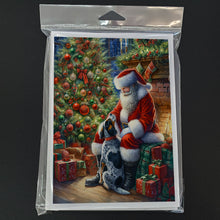 Load image into Gallery viewer, Bluetick Hound and Santa Claus Greeting Cards - Blank Note Cards – 8-Pack of Artist-Designed Cards with Envelopes