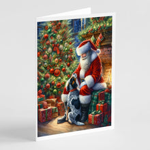 Load image into Gallery viewer, Bluetick Hound and Santa Claus Greeting Cards - Blank Note Cards – 8-Pack of Artist-Designed Cards with Envelopes
