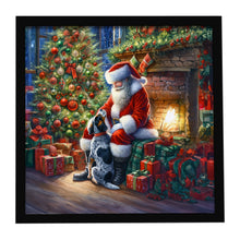 Load image into Gallery viewer, Bluetick Hound and Santa Claus Framed Metal Print