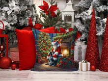 Load image into Gallery viewer, Bluetick Hound and Santa Claus Throw Pillow - 14x14 Decorative Pillow – Art for Your Home &amp; Patio