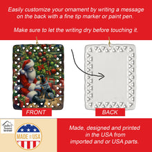 Load image into Gallery viewer, Bluetick Hound and Santa Claus Porcelain Ornament