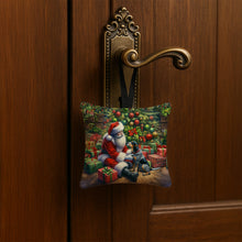 Load image into Gallery viewer, Bluetick Hound and Santa Claus Hanging Square Fabric Ornament 3.5 × 3.5
