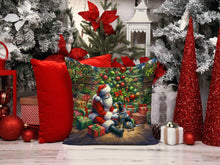 Load image into Gallery viewer, Bluetick Hound and Santa Claus Throw Pillow - 14x14 Decorative Pillow – Art for Your Home &amp; Patio