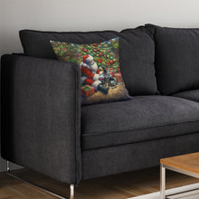 Load image into Gallery viewer, Bluetick Hound and Santa Claus Throw Pillow - 14x14 Decorative Pillow – Art for Your Home &amp; Patio