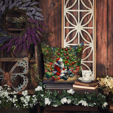Load image into Gallery viewer, Bluetick Hound and Santa Claus Throw Pillow
