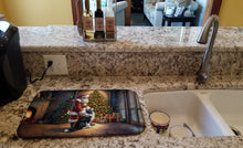 Load image into Gallery viewer, Border Collie and Santa Claus Dish Drying Mat