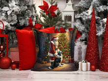 Load image into Gallery viewer, Border Collie and Santa Claus Throw Pillow - 14x14 Decorative Pillow – Art for Your Home &amp; Patio