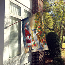Load image into Gallery viewer, Borzoi and Santa Claus House Flag