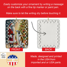 Load image into Gallery viewer, Borzoi and Santa Claus Porcelain Ornament