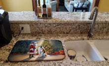 Load image into Gallery viewer, Borzoi and Santa Claus Dish Drying Mat
