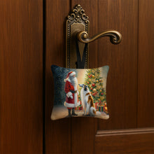 Load image into Gallery viewer, Borzoi and Santa Claus Hanging Square Fabric Ornament 3.5 × 3.5
