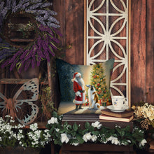 Load image into Gallery viewer, Borzoi and Santa Claus Throw Pillow - 14x14 Decorative Pillow – Art for Your Home &amp; Patio