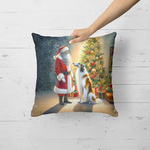 Load image into Gallery viewer, Borzoi and Santa Claus Throw Pillow