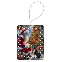 Load image into Gallery viewer, Boston Terrier and Santa Claus Porcelain Ornament