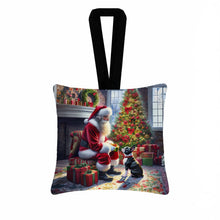 Load image into Gallery viewer, Boston Terrier and Santa Claus Hanging Square Fabric Ornament 3.5 × 3.5