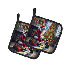 Load image into Gallery viewer, Boston Terrier and Santa Claus Pot Holders - Set of 2 Decorative Kitchen Helpers | Made in the USA