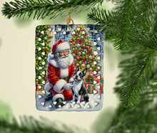 Load image into Gallery viewer, Boston Terrier and Santa Claus Porcelain Ornament