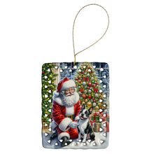 Load image into Gallery viewer, Boston Terrier and Santa Claus Porcelain Ornament