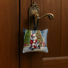 Load image into Gallery viewer, Boston Terrier and Santa Claus Hanging Square Fabric Ornament 3.5 × 3.5