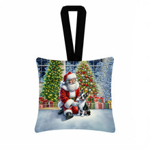 Load image into Gallery viewer, Boston Terrier and Santa Claus Hanging Square Fabric Ornament 3.5 × 3.5