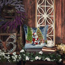 Load image into Gallery viewer, Boston Terrier and Santa Claus Throw Pillow - 14x14 Decorative Pillow – Art for Your Home &amp; Patio