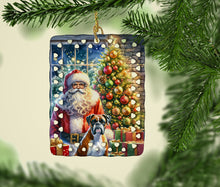 Load image into Gallery viewer, Boxer and Santa Claus Porcelain Ornament