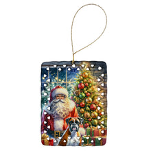 Load image into Gallery viewer, Boxer and Santa Claus Porcelain Ornament