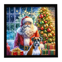 Load image into Gallery viewer, Boxer and Santa Claus Framed Metal Print