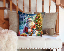 Load image into Gallery viewer, Boxer and Santa Claus Throw Pillow - 14x14 Decorative Pillow – Art for Your Home &amp; Patio