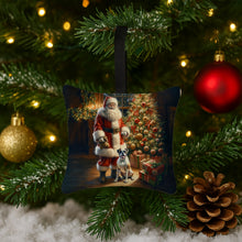 Load image into Gallery viewer, Boxer and Santa Claus Hanging Square Fabric Ornament 3.5 × 3.5