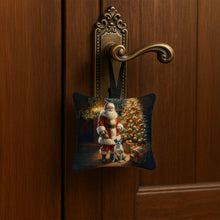 Load image into Gallery viewer, Boxer and Santa Claus Hanging Square Fabric Ornament 3.5 × 3.5