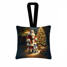 Load image into Gallery viewer, Boxer and Santa Claus Hanging Square Fabric Ornament 3.5 × 3.5
