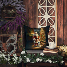 Load image into Gallery viewer, Boxer and Santa Claus Throw Pillow - 14x14 Decorative Pillow – Art for Your Home &amp; Patio