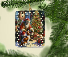 Load image into Gallery viewer, Brittany and Santa Claus Porcelain Ornament