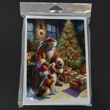 Load image into Gallery viewer, Brittany and Santa Claus Greeting Cards - Blank Note Cards – 8-Pack of Artist-Designed Cards with Envelopes