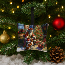 Load image into Gallery viewer, Brittany and Santa Claus Hanging Square Fabric Ornament 3.5 × 3.5