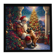 Load image into Gallery viewer, Brussels Griffon and Santa Claus Framed Metal Print