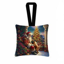 Load image into Gallery viewer, Brussels Griffon and Santa Claus Hanging Square Fabric Ornament 3.5 × 3.5